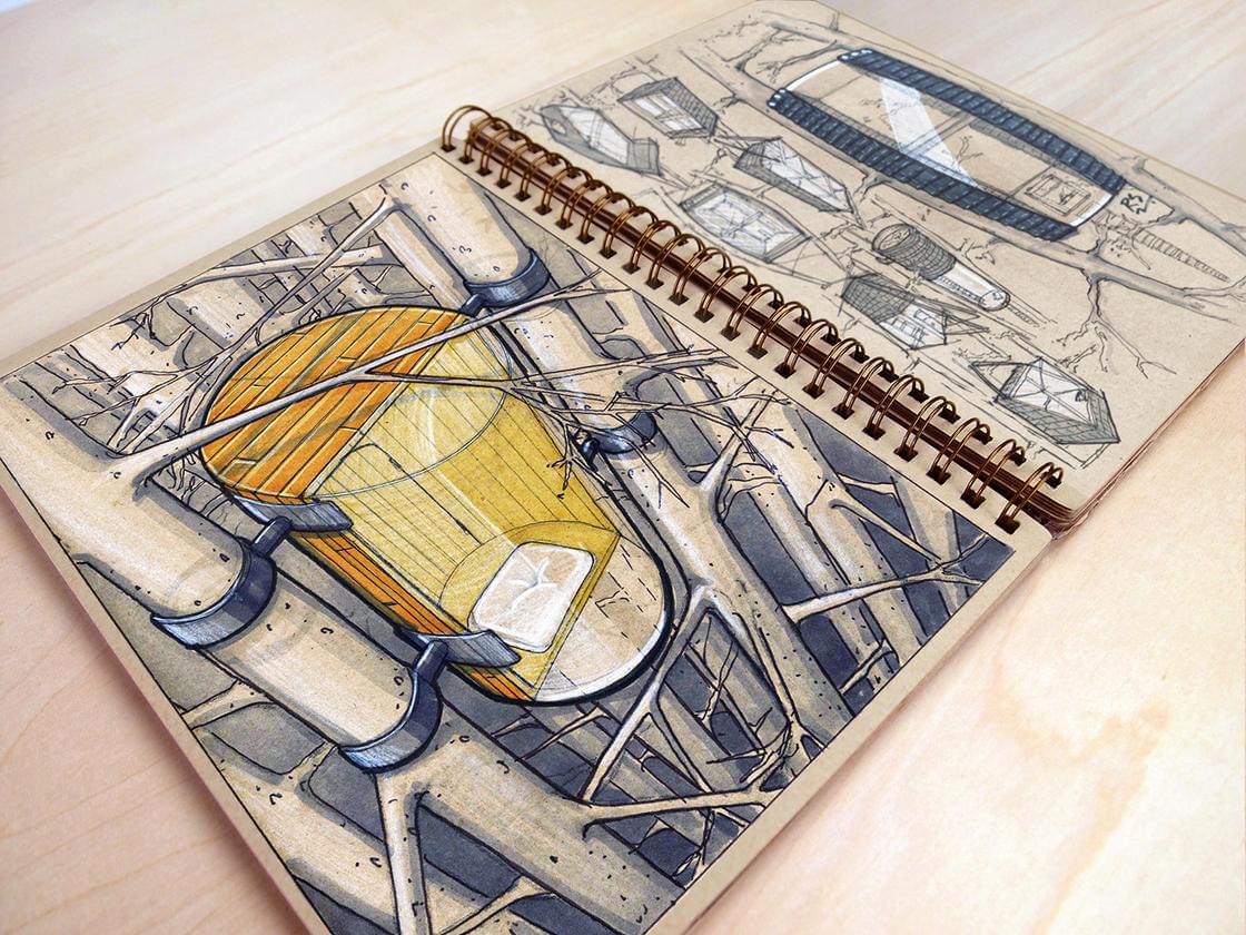 Architecture Concepts – The beautiful sketchbooks by Reid Schlegel