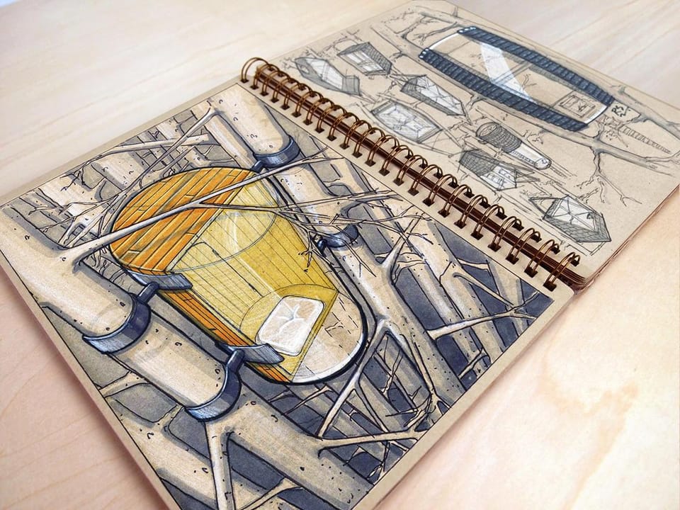 Architecture Concepts – The beautiful sketchbooks by Reid Schlegel
